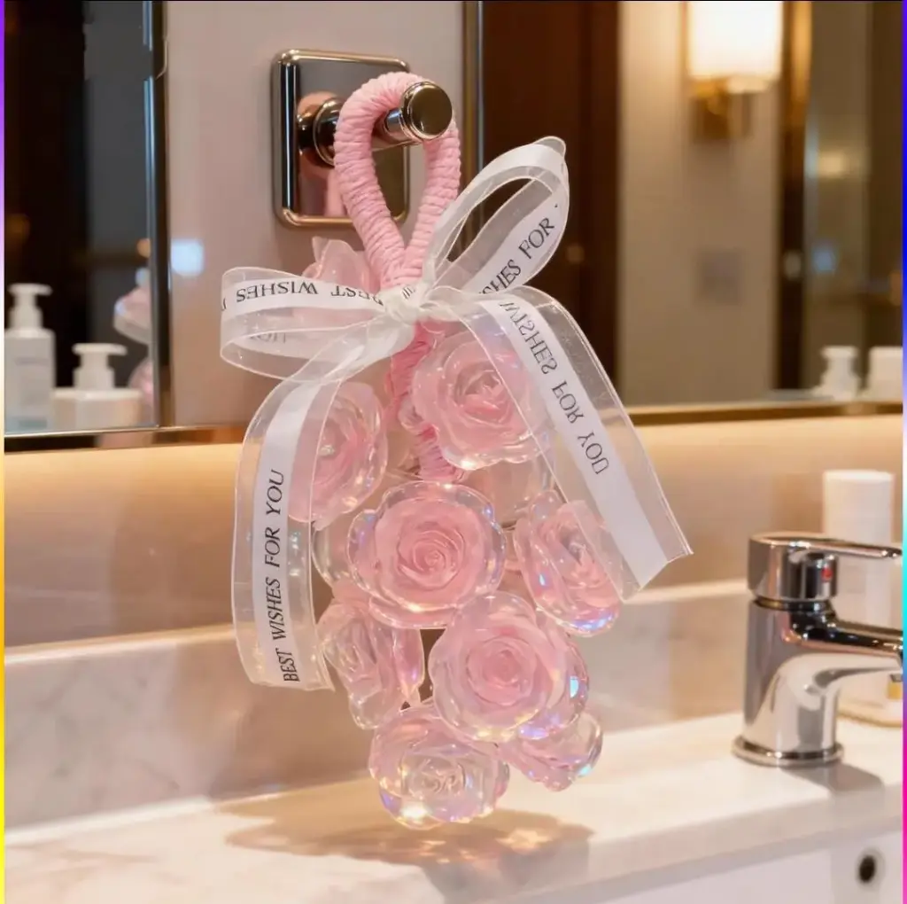 [LS1034] Rose bloom hanging soap (Baby pink)
