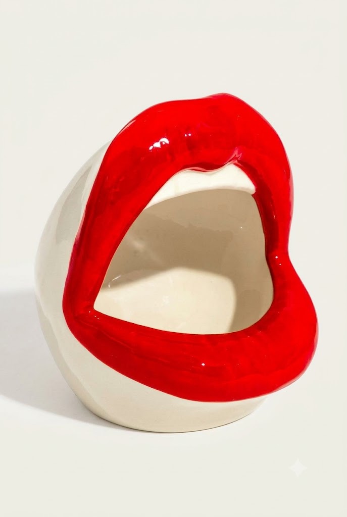 Red Lip Storage Jar